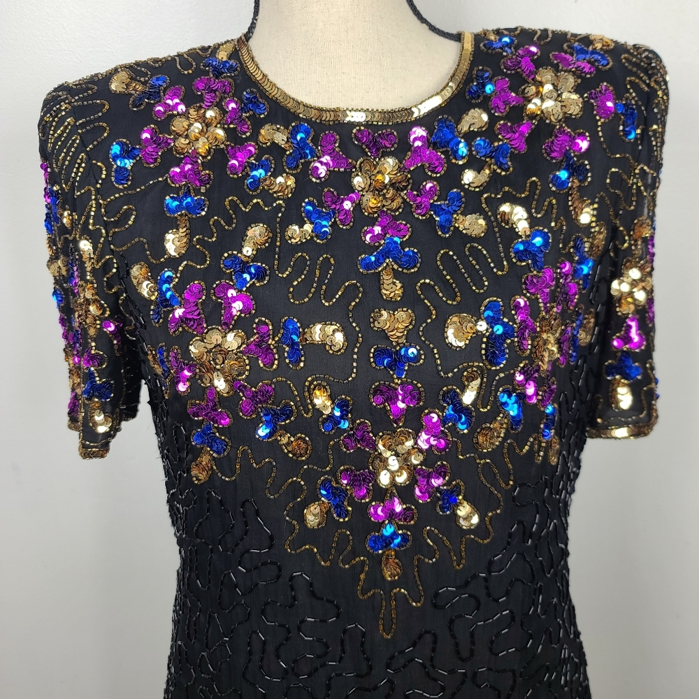 Vintage Stenay Black Midi Cocktail Dress - Picture 6 of 13